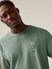 Green Sun 100% Cotton Back Print Beach Graphic T-Shirt - Image 5 of 8