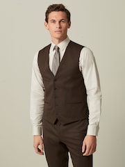 Brown Regular Fit Wool Blend Suit Waistcoat - Image 1 of 10
