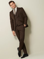 Brown Regular Fit Wool Blend Suit Waistcoat - Image 2 of 10