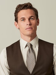 Brown Regular Fit Wool Blend Suit Waistcoat - Image 5 of 10