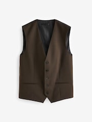 Brown Regular Fit Wool Blend Suit Waistcoat - Image 6 of 10
