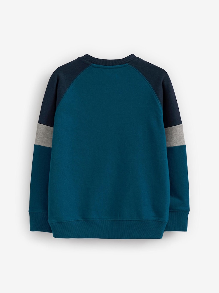 Petrolblau - Langärmeliges Raglan-Crew-Sweatshirt (3-16Jahre) - Bild 2 von 2