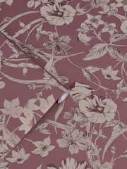 Laura Ashley Pale Blackberry Purple Summerhill 10M Wallpaper - Image 3 of 4