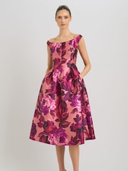 Gina Bacconi Pink Talia Fit & Flare Midi Dress - Image 1 of 6