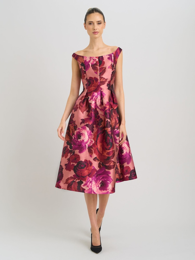 Gina Bacconi Pink Talia Fit & Flare Midi Dress - Image 2 of 6