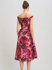 Gina Bacconi Pink Talia Fit & Flare Midi Dress - Image 3 of 6