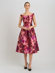 Gina Bacconi Pink Talia Fit & Flare Midi Dress - Image 5 of 6