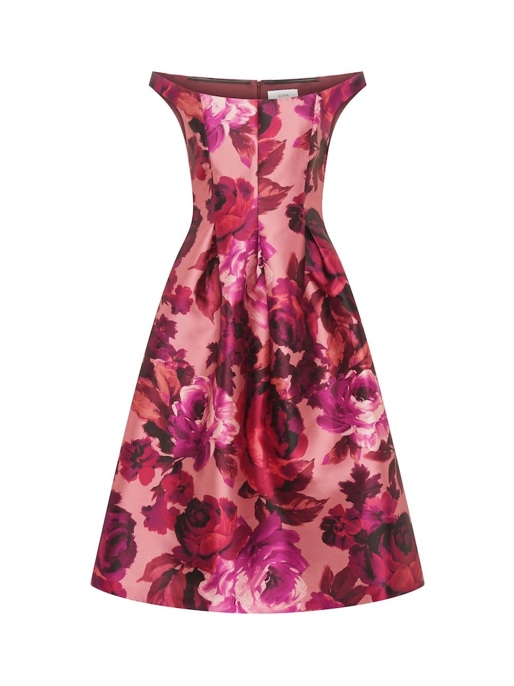 Gina Bacconi Pink Talia Fit & Flare Midi Dress - Image 6 of 6