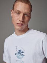 White Hokusai Mountain Artist Licence 100% Cotton T-Shirt - Image 4 of 9