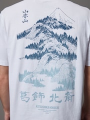 White Hokusai Mountain Artist Licence 100% Cotton T-Shirt - Image 5 of 9