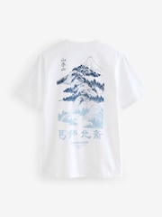 White Hokusai Mountain Artist Licence 100% Cotton T-Shirt - Image 6 of 9