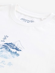White Hokusai Mountain Artist Licence 100% Cotton T-Shirt - Image 8 of 9