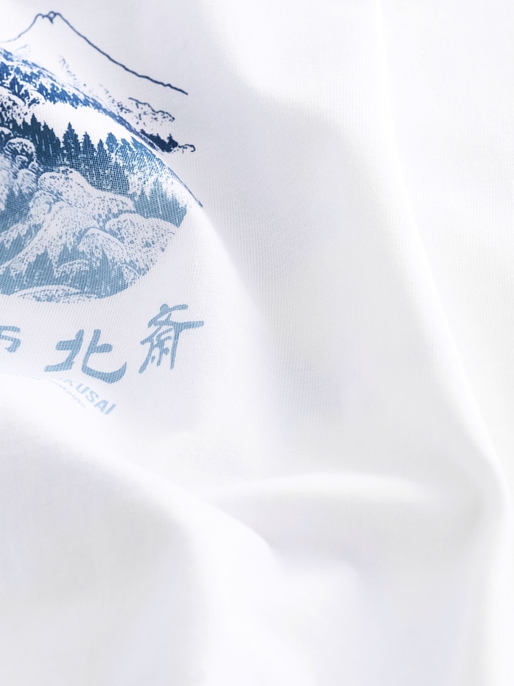 White Hokusai Mountain Artist Licence 100% Cotton T-Shirt - Image 9 of 9