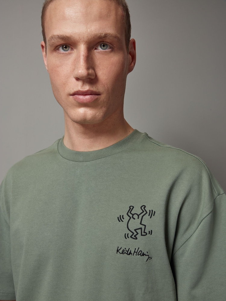 Green Keith Haring Artist Licence 100% Cotton T-Shirt - Image 1 of 8