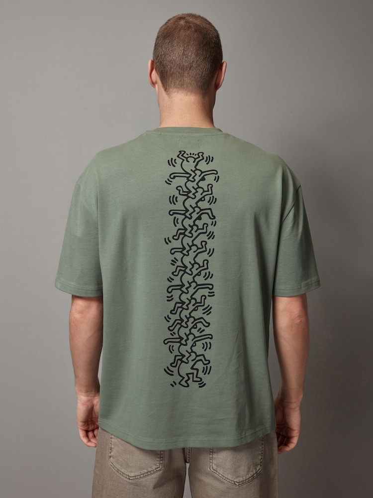 Green Keith Haring Artist Licence 100% Cotton T-Shirt - Image 2 of 8