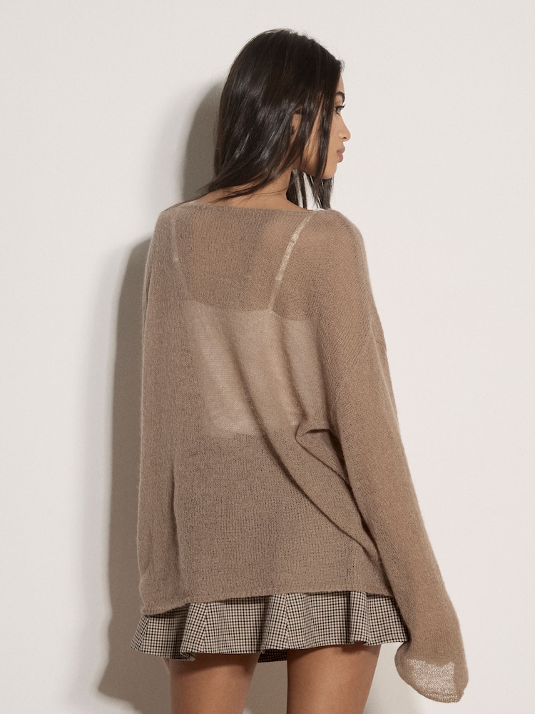 Beige - Apricot Leichter Oversized-Pullover in gebürsteter Optik - Bild 2 von 5 Beige - Apricot Leichter Oversized-Pullover in gebürsteter Optik - Bild 2 von 5