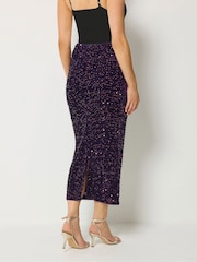 Long Tall Sally Purple Sequin Velvet Maxi Skirt - Image 3 of 4
