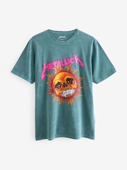 Green Wash Metallica Regular Fit Band Graphic 100% Cotton T-Shirt - Image 5 of 7