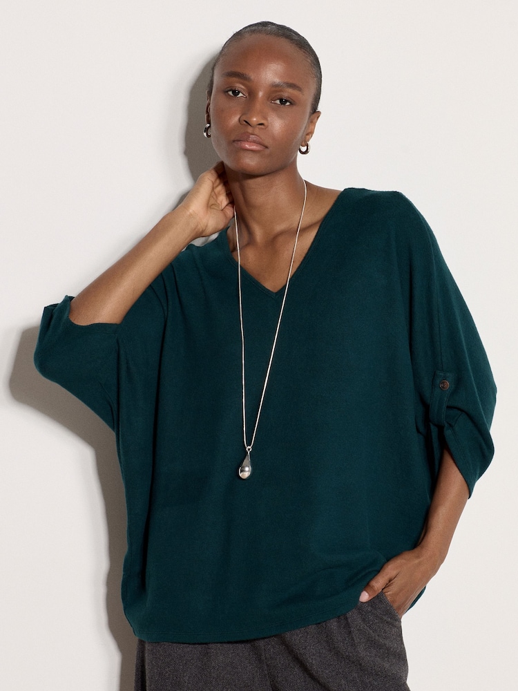 Apricot Green Soft Touch Oversized Batwing Top - Image 1 of 4 Apricot Green Soft Touch Oversized Batwing Top - Image 1 of 4