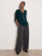 Apricot Green Soft Touch Oversized Batwing Top - Image 3 of 4