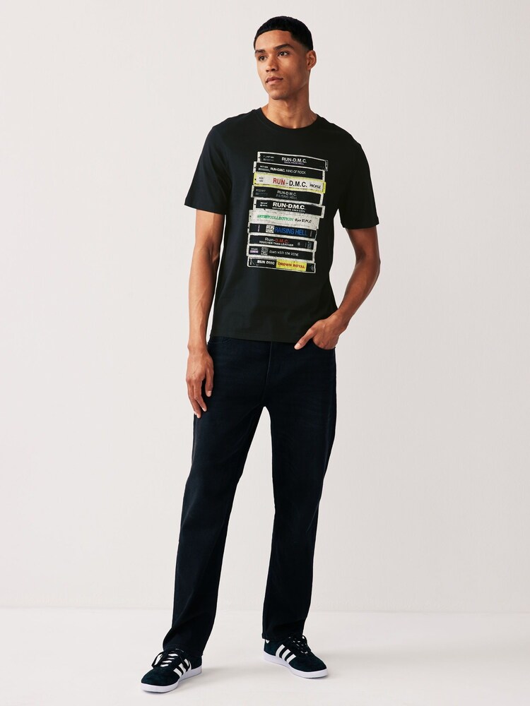 Black Run DMC Regular Fit Band Graphic 100% Cotton T-Shirt - Image 2 of 7