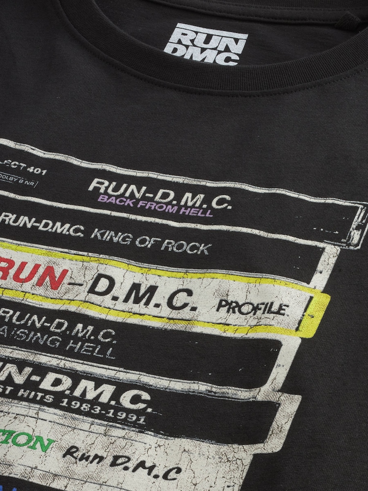 Black Run DMC Regular Fit Band Graphic 100% Cotton T-Shirt - Image 7 of 7