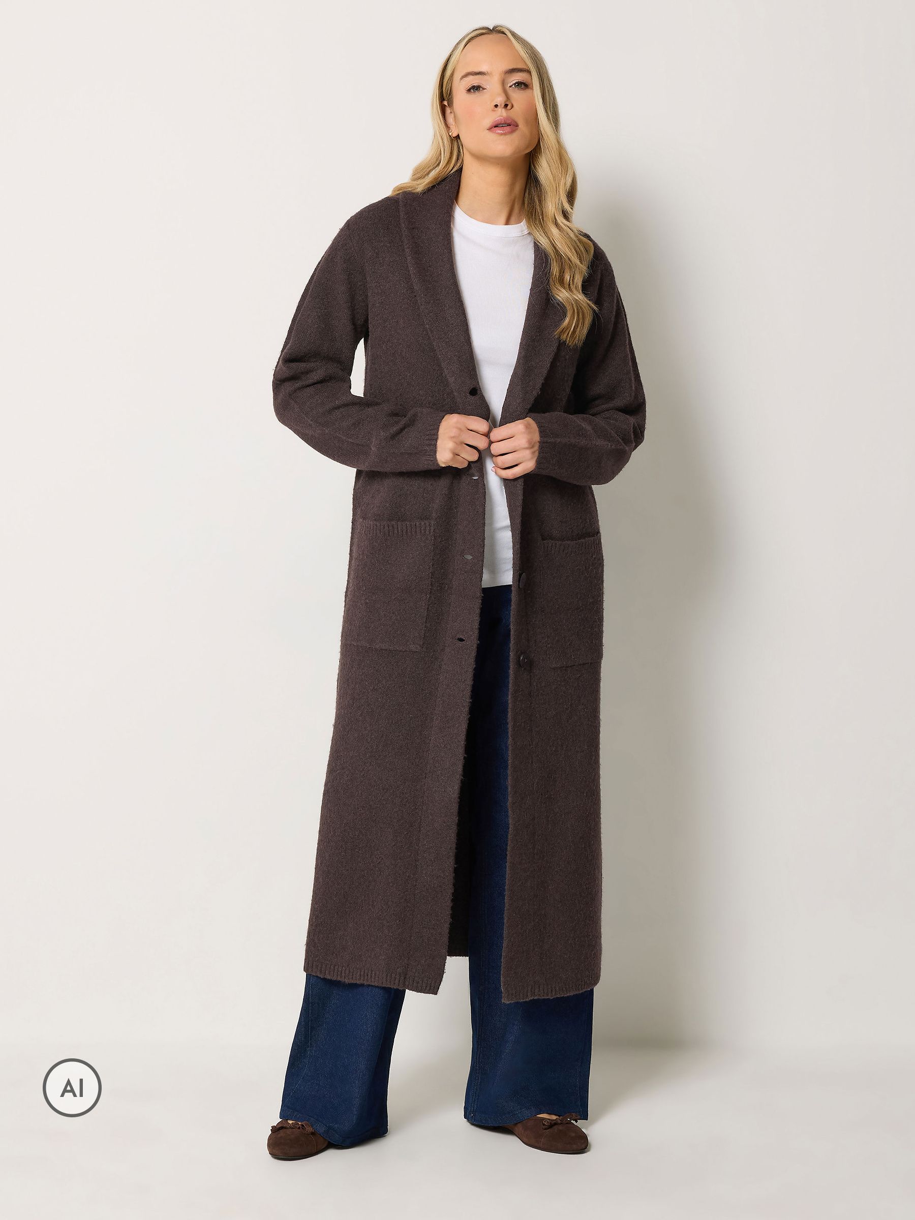 Long Tall Sally Women's Brown Tall Knitted Coatigan In | Size: 18/20 - Image 2