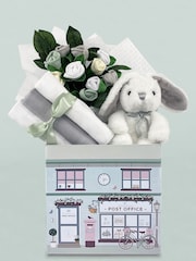 Babyblooms Grey 100% Cotton Gift Hamper with Personalised Bunny Soft Toy - Image 1 of 1