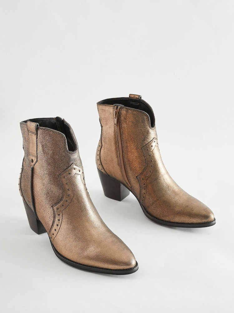 Metallic Extra Wide Fit Forever Comfort® Leather Cowboy/Western Boots - Image 1 of 5