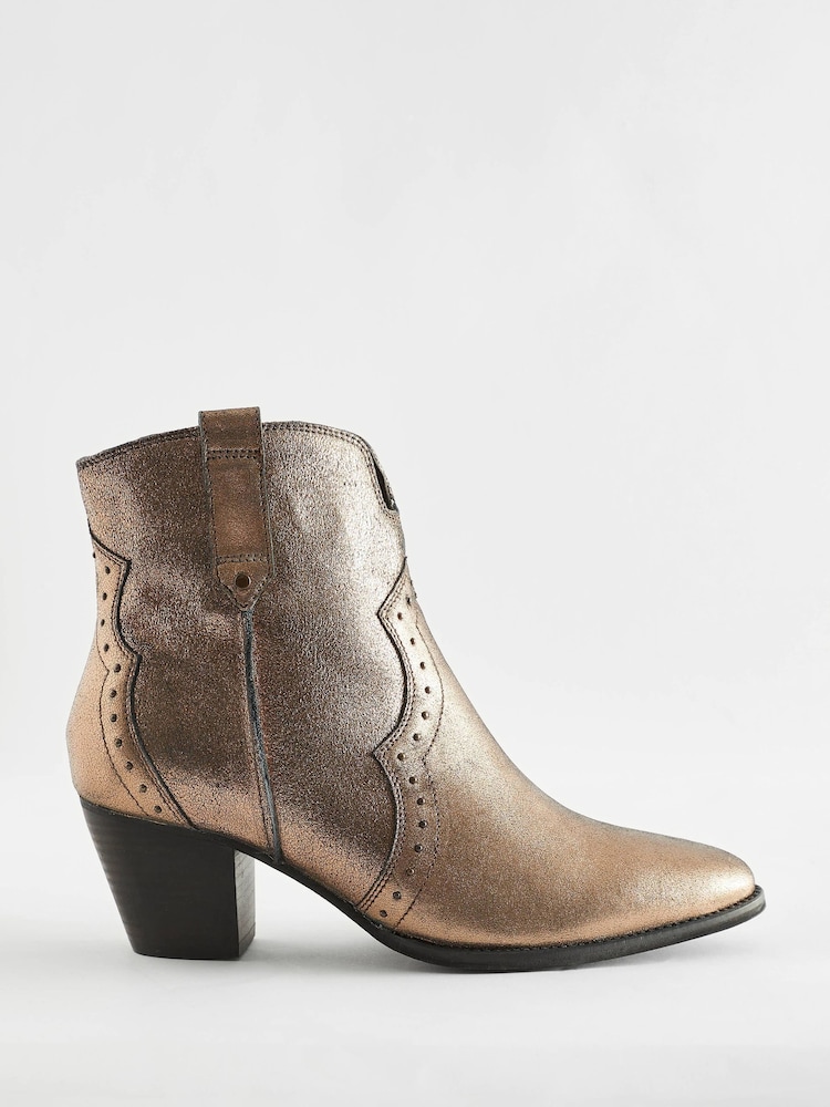 Metallic Extra Wide Fit Forever Comfort® Leather Cowboy/Western Boots - Image 2 of 5