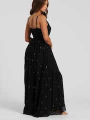 South Beach Black Sequin Detail Cami V-Neck Maxi Dress - Image 2 of 5