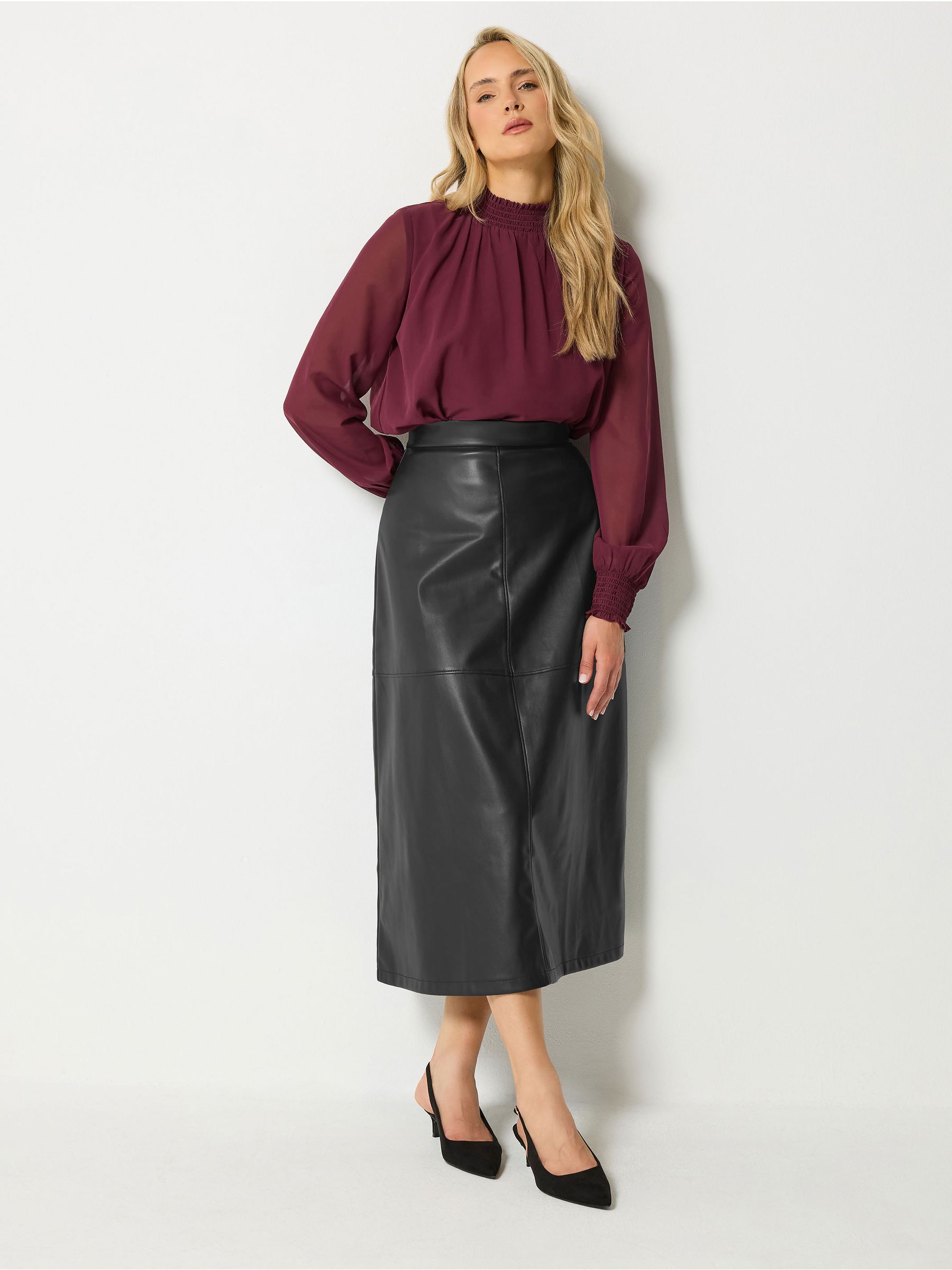 Long Tall Sally Women's Black Faux Leather Maxi Skirt - Image 3