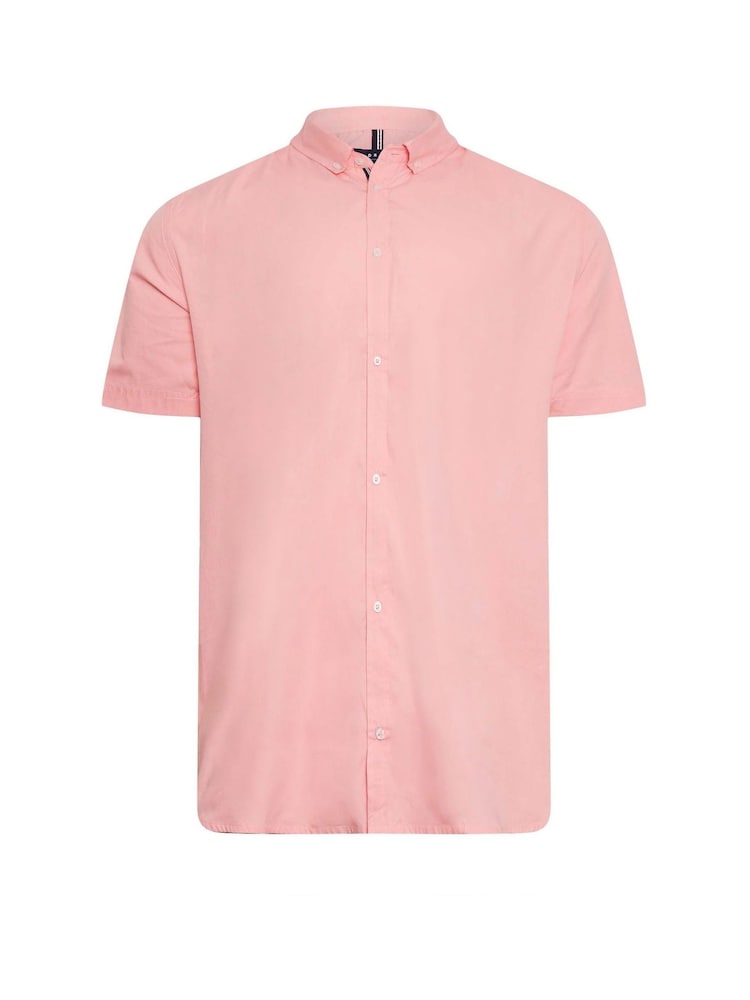 BadRhino Big & Tall Pink 100% Cotton Short Sleeve Poplin Shirt - Image 1 of 2