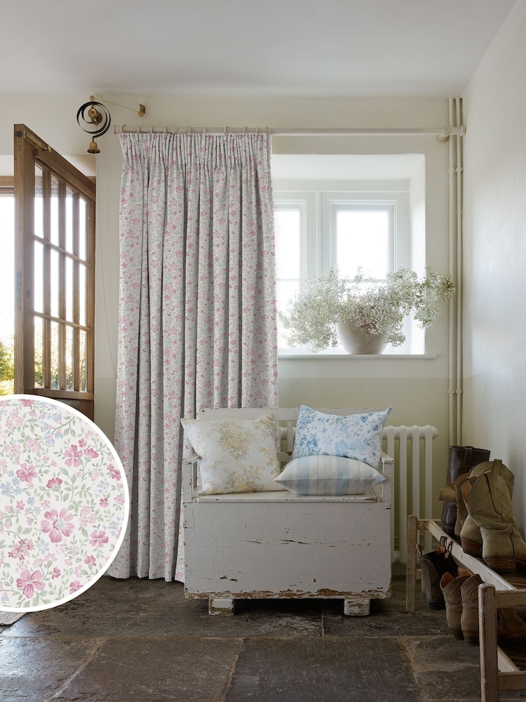 Shabby Chic by Rachel Ashwell® Pink Berry Ditsy Made to Measure Curtains - Image 1 of 9 Shabby Chic by Rachel Ashwell® Pink Berry Ditsy Made to Measure Curtains - Image 1 of 9