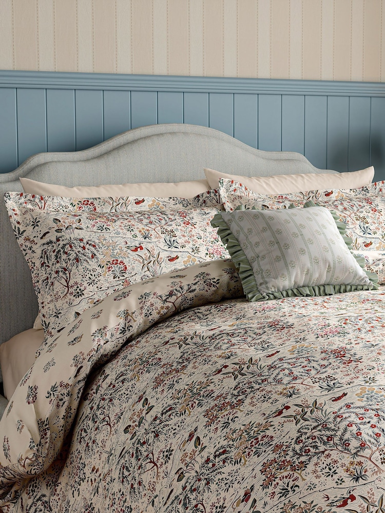 Sanderson Damson & Cobalt Moat Birds Floral 180 Thread Count Duvet Cover & Pillowcase Set - Image 1 of 4 Sanderson Damson & Cobalt Moat Birds Floral 180 Thread Count Duvet Cover & Pillowcase Set - Image 1 of 4