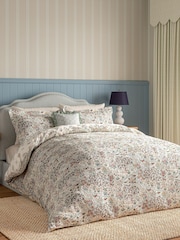 Sanderson Damson & Cobalt Moat Birds Floral 180 Thread Count Duvet Cover & Pillowcase Set - Image 2 of 4