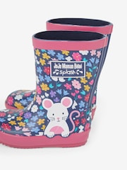 JoJo Maman Bébé Navy Blue Woodland Mouse Wellies - Image 5 of 6