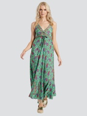 South Beach Green Strappy Maxi Dress With Frill - Image 4 of 6
