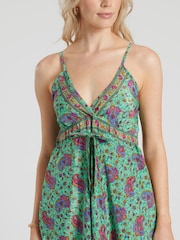 South Beach Green Strappy Maxi Dress With Frill - Image 5 of 6
