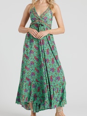South Beach Green Strappy Maxi Dress With Frill - Image 6 of 6