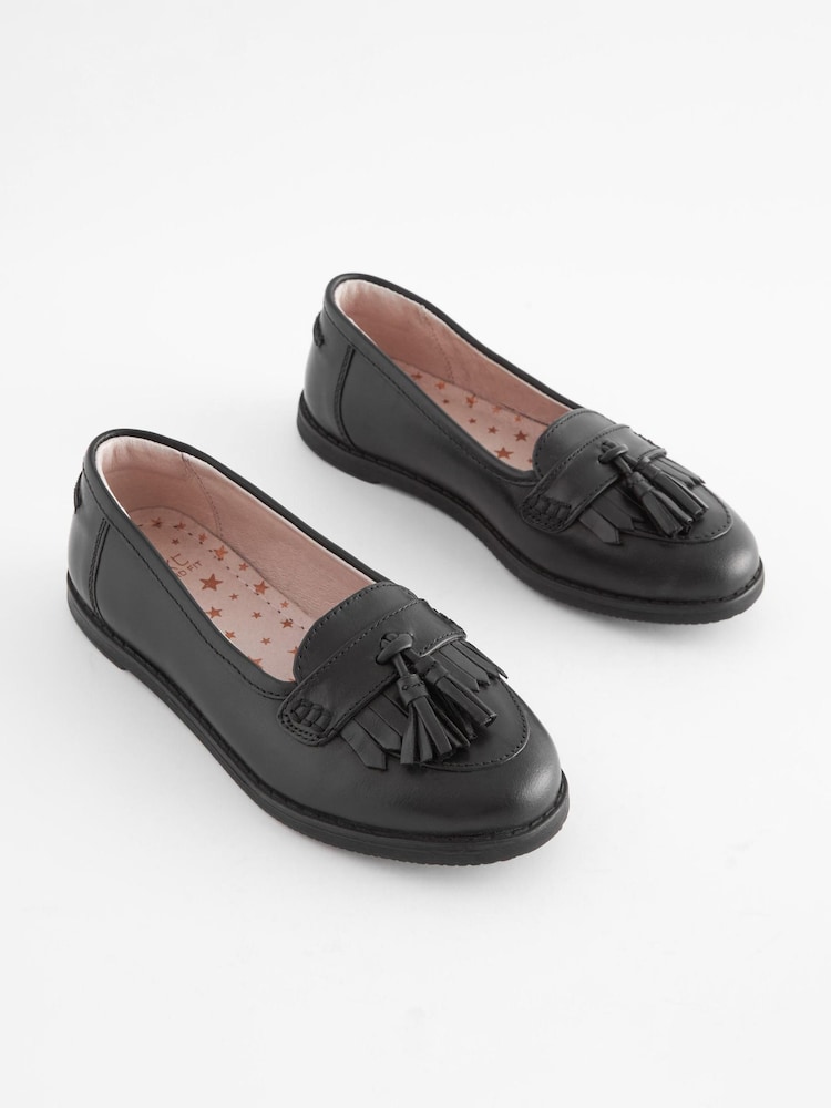 Black Standard Fit (F) School Leather Tassel Loafers - Image 1 of 5