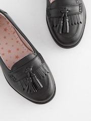 Black Standard Fit (F) School Leather Tassel Loafers - Image 3 of 5