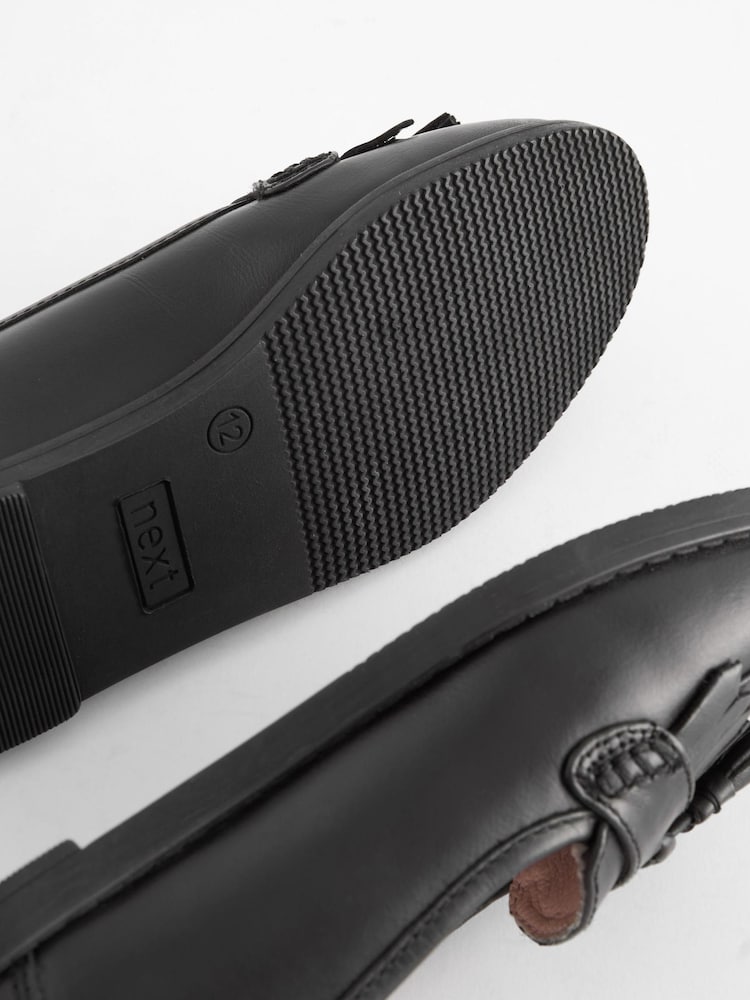 Black Standard Fit (F) School Leather Tassel Loafers - Image 5 of 5