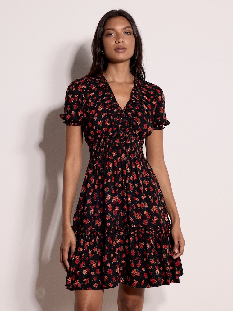 Minivestido fruncido con estampado floral de Apricot - Imagen 1 de 5