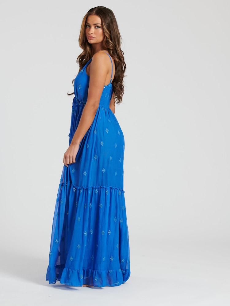 South Beach Blue Sequin Detail Cami V-Neck Maxi Dress - Image 2 of 5 South Beach Blue Sequin Detail Cami V-Neck Maxi Dress - Image 2 of 5