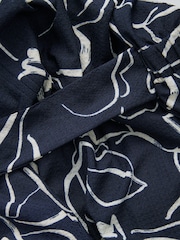 Navy Blue Swirl Print Long Sleeve Belted Jumpsuit - Image 8 of 8