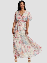 South Beach White Metallic Chiffon Button Detail Midi Dress - Image 5 of 6