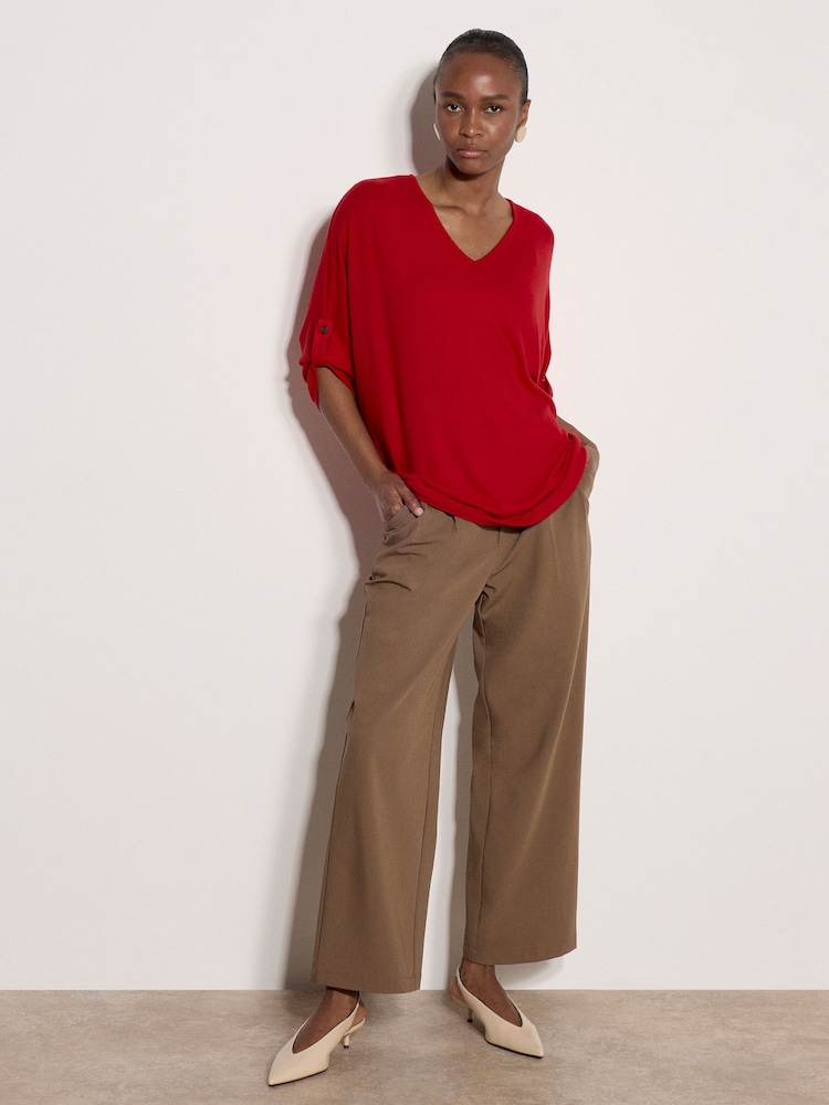 Apricot Red Soft Touch Oversized Batwing Top - Image 1 of 4 Apricot Red Soft Touch Oversized Batwing Top - Image 1 of 4