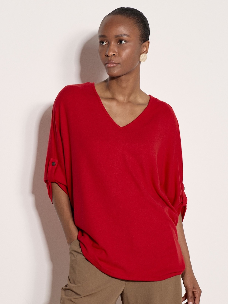 Apricot Red Soft Touch Oversized Batwing Top - Image 2 of 4 Apricot Red Soft Touch Oversized Batwing Top - Image 2 of 4