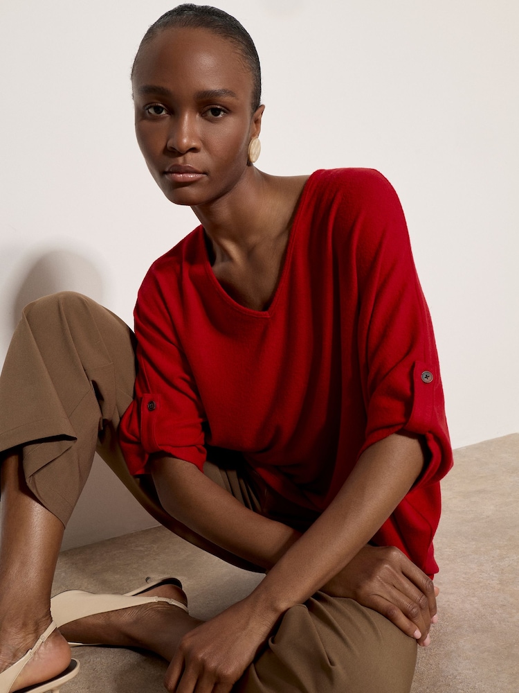 Apricot Red Soft Touch Oversized Batwing Top - Image 4 of 4 Apricot Red Soft Touch Oversized Batwing Top - Image 4 of 4